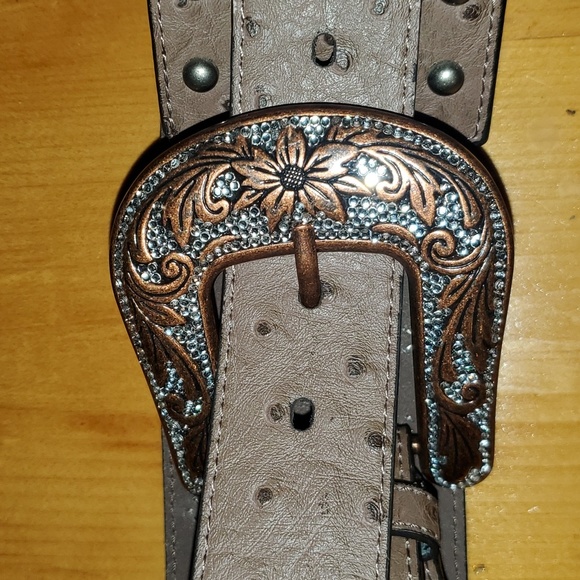 Wide Roper Ostrich Belt XXL - Picture 2 of 7